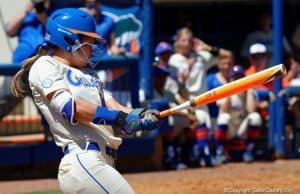Florida Gators softball player Nicole DeWitt hits in 2016- 1280x853