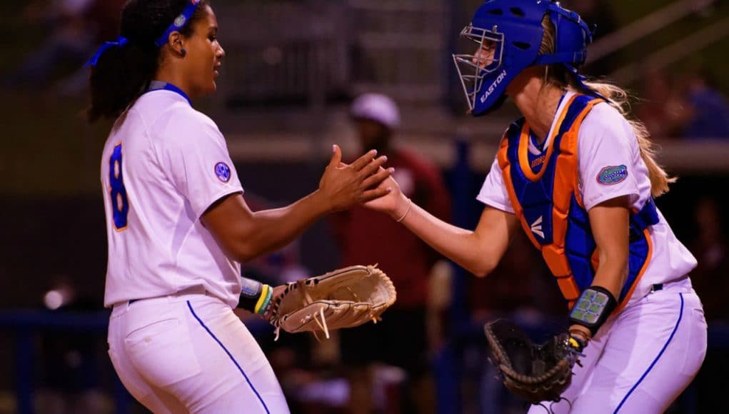 Florida Gators softball players Aleshia Ocasio and Aubree Munro in 2016- 1280x855