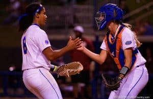 Florida Gators softball players Aleshia Ocasio and Aubree Munro in 2016- 1280x855