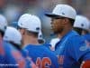 University of Florida center fielder Buddy Reed watches from the dugout as the Gators prepare to take on FGCU- Florida Gators baseball- 1280x852