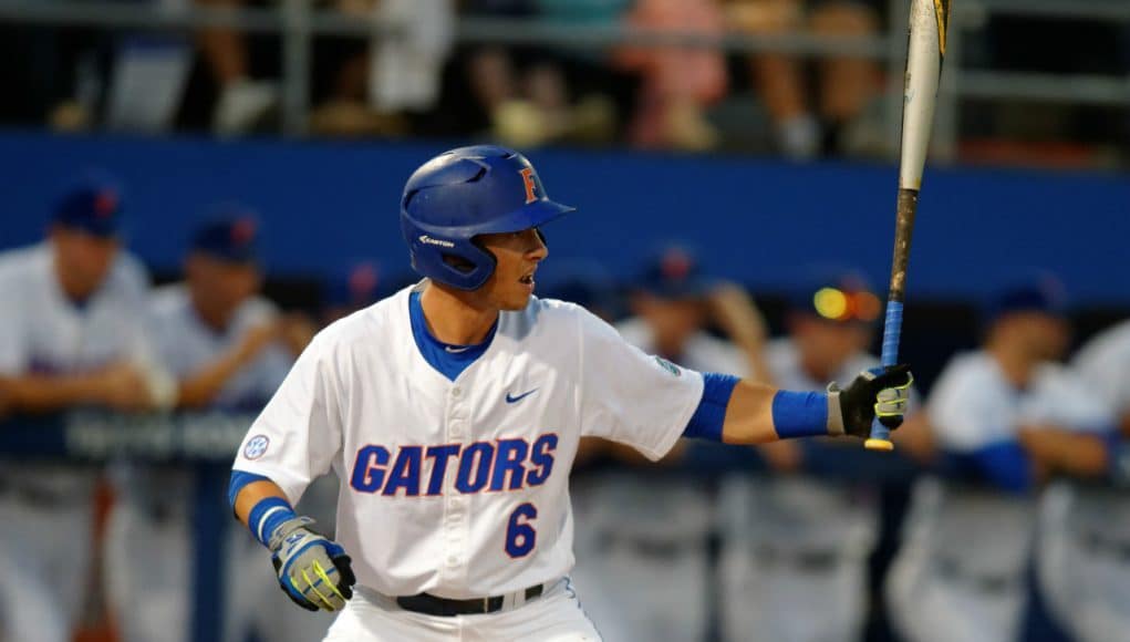 University of Florida freshman Jonathan India steps into the box against Vanderbilt at McKethan Stadium- Florida Gators baseball- 1280x852