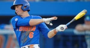 University of Florida freshman Jonathan India takes a swing in a win over FGCU on opening weekend- Florida Gators baseball- 1280x852