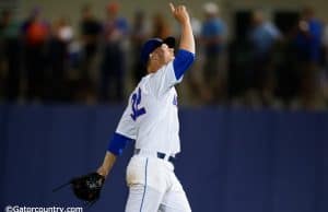 University of Florida pitcher Logan Shore celebrates his 10th win of the season against Vanderbilt- Florida Gators baseball- 1280x852