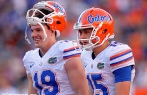 University of Florida punter Johnny Townsend and kicker Eddy Pineiro warm up before the Orange and Blue Debut- Florida Gators football-1280x852