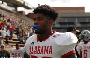 University of Florida running back signee Lamical Perine walks off the field after the Alabama-Mississippi All-Star game- Florida Gators football- 1280x852