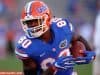 University of Florida tight end C’yontai Lewis catches a pass during warmups before the Orange and Blue Debut in 2016- Florida Gators football- 1280x852