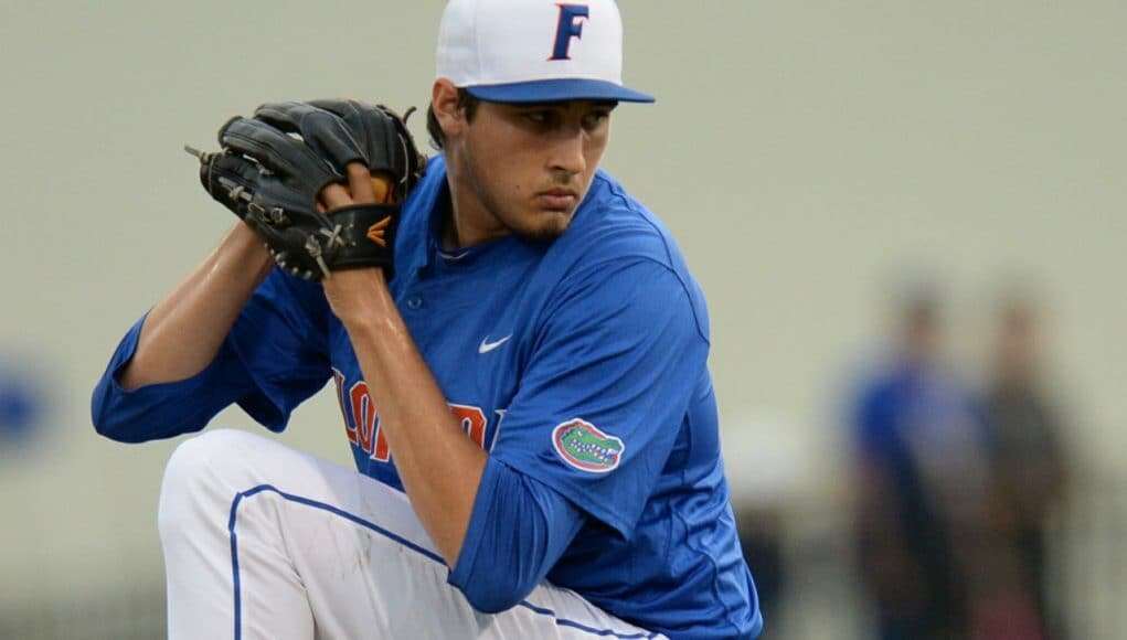 Florida Gators baseball pitcher Alex Faedo pitches against Georgia Tech- 1280x854