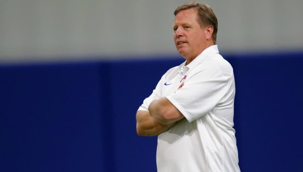 Florida Gators head coach Jim McElwain watches over Gators camp- 1280x853