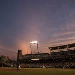 Jun 17, 2015; Omaha, NE, USA; A general view of TD Ameritrade Park during the game against the Florida Gators and the Miami Hurricanes in the sixth inning in the 2015 College World Series. The Gators won 10-2. Mandatory Credit: Bruce Thorson-USA TODAY Sports