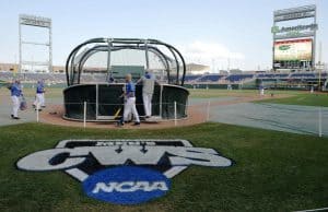 Jun 20, 2015; Omaha, NE, USA; The Florida Gators take batting practice before the game against the Virginia Cavaliers in the 2015 College World Series at TD Ameritrade Park. Mandatory Credit: Steven Branscombe-USA TODAY Sports