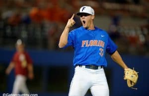 University of Florida closer Shaun Anderson reacts after closing out the Florida State Seminoles in the Gainesville Super Regional- Florida Gators baseball- 1280x852