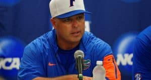 University of Florida head coach Kevin O’Sullivan speaks with the media after the Florida Gators’ Super Regional win over Florida State- Florida Gators baseball- 1280x852