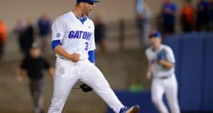University of Florida junior Logan Shore reacts to the final out of a complete game victory against Vanderbilt- Florida Gators baseball- 1280x852