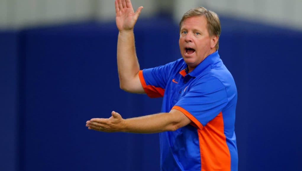 Florida Gators head coach Jim McElwain doing the Chomp during Friday Night Lights- 1280x853