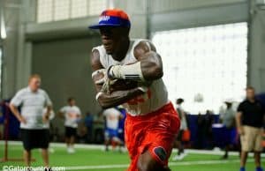 Running back Adarius Lemons goes through drills in the Florida Gators indoor practice facility at Friday Night Lights- Florida Gators recruiting- 1280x854