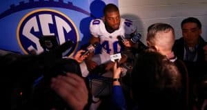 University of Florida linebacker Jarrad Davis speaks with the media following the Florida Gators loss in the SEC Championship game- Florida Gators football- 1280x852