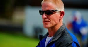 University of Florida strength coach Mike Kent watches the Florida Gators go through a practice during spring camp in 2015- Florida Gators football- 1280x852