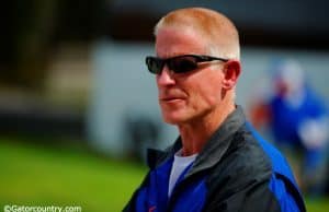 University of Florida strength coach Mike Kent watches the Florida Gators go through a practice during spring camp in 2015- Florida Gators football- 1280x852