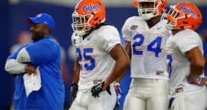 University of Florida coach Tim Skipper leads the running backs through drills during spring camp- Florida Gators football- 1280x852