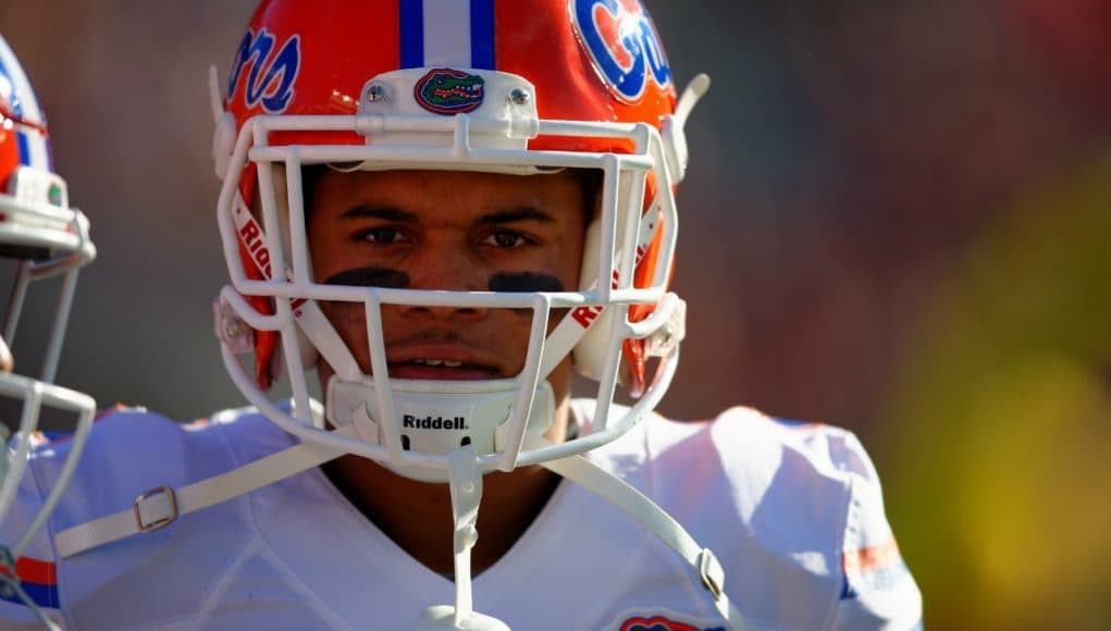 University of Florida cornerback Jalen Tabor warms up before a game at FSU in 2014- Florida Gators football- 1280x852