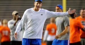 University of Florida offensive coordinator Doug Nussmeier coaches campers during Friday Night Lights- Florida Gators football- 1280x852