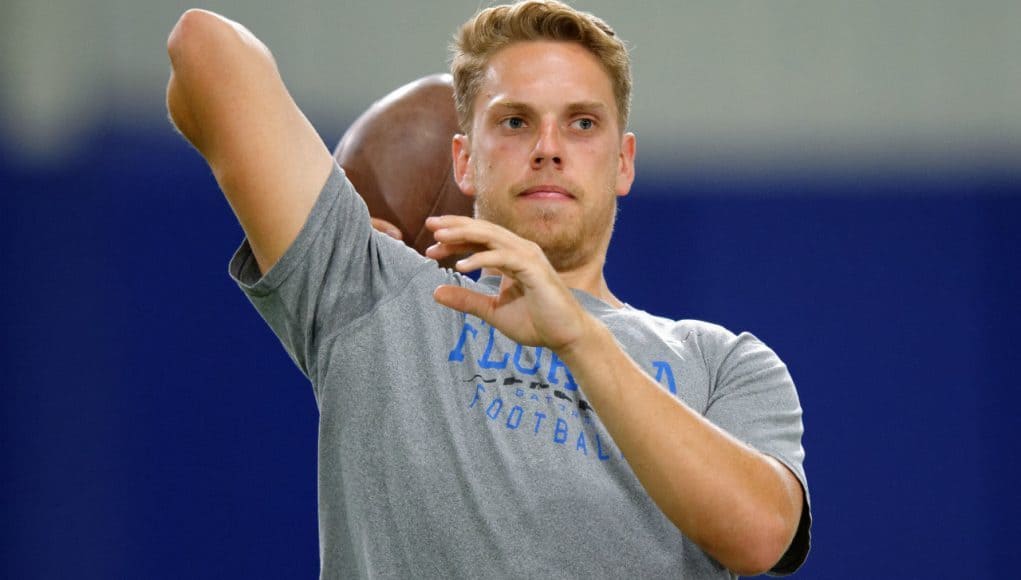 University of Florida quarterback Luke Del Rio throws a pass to a camper during Friday Night Lights- Florida Gators football- 1280x852