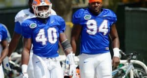 University of Florida seniors Jarrad Davis and Bryan Cox Jr. walk into the Gators’ sixth spring practice in 2015- Florida Gators football- 1280x852