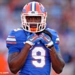 University of Florida wide receiver Dre Massey warms up before the Orange and Blue Debut- Florida Gators football- 1280x852