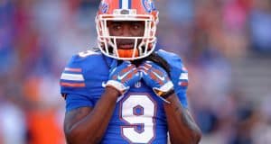 University of Florida wide receiver Dre Massey warms up before the Orange and Blue Debut- Florida Gators football- 1280x852