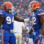 Florida Gators DE Jabari Zuniga warms up against UMass in 2016- 1280x855