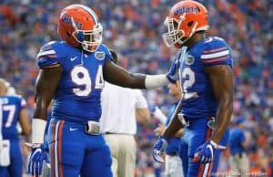 Florida Gators DE Jabari Zuniga warms up against UMass in 2016- 1280x855