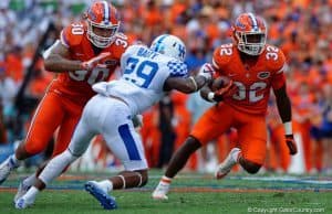 Florida Gators RB Jordan Cronkrite runs against Kentucky in 2016- 1280x853