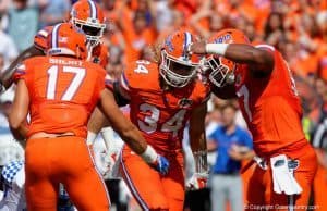 Florida Gators defense celebrates against Kentucky- 1280x853