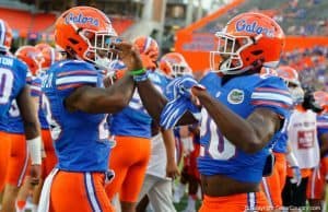 Florida Gators defensive backs Chaunce Gardner and Marcus Maye before North Texas - 1280x853