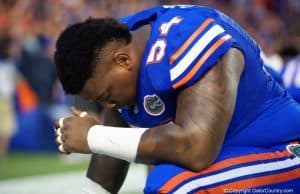 Florida Gators defensive tackle Khairi Clark before the UMass game- 1280x855