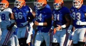 Florida Gators football team stretch before a fall practice - 1280x853