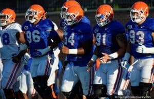 Florida Gators football team stretch before a fall practice - 1280x853