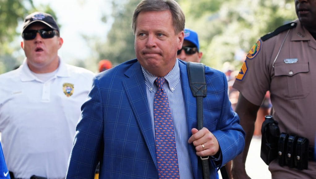 Florida Gators head coach Jim McElwain at Gator Walk for UMass-1280x855