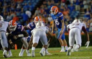 Florida Gators kicker Eddy Pineiro kicks against UMass- Florida Gators football- 1280x853
