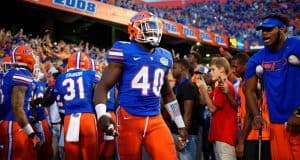 Florida Gators linebacker Jarrad Davis gets ready to lead the Gators out of the tunnel- 1280x855
