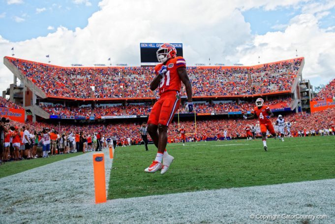 Florida Gators receiver Antonio Callaway celebrates after scoring against Kentucky- 1280x855