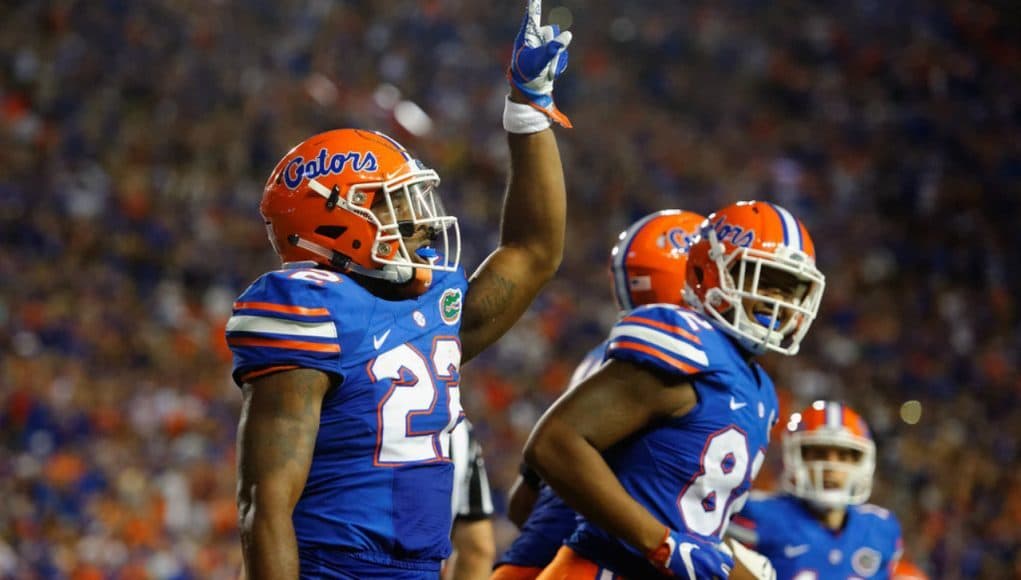 Florida Gators running back Lamical Perine scores against North Texas- 1280x853