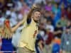 Former University of Florida head coach Steve Spurrier leads the crowd at Ben Hill Griffin Stadium in the Two Bits cheer- Florida Gators football- 1280x852