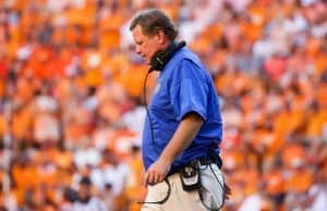 Sep 24, 2016; Knoxville, TN, USA; Florida Gators head coach Jim McElwain during the second half against the Tennessee Volunteers at Neyland Stadium. Tennessee won 38-28. Mandatory Credit: Randy Sartin-USA TODAY Sports