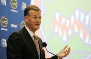 University of Florida Athletic Director Scott Stricklin addresses the media during his introductory press conference- Florida Gators football- 1280x852