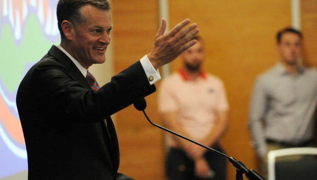 University of Florida Athletic Director Scott Stricklin speaks during his introductory press conference- Florida Gators football- 1280x852