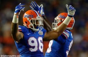 University of Florida defensive linemen CeCe Jefferson and Jachai Polite pump fans up during a win over North Texas- Florida Gators football- 1280x852
