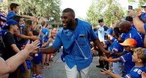 University of Florida linebacker Jarrad Davis greets fans during Gator Walk prior to the first game off the 2016 season against UMass- Florida Gators football- 1280x852