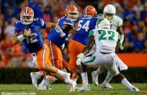 University of Florida quarterback Austin Appleby scrambles during a win over North Texas- Florida Gators football- 1280x852