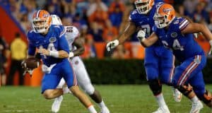 University of Florida quarterback Luke Del Rio scrambles from pressure during the Florida Gators win over UMass- Florida Gators football- 1280x852